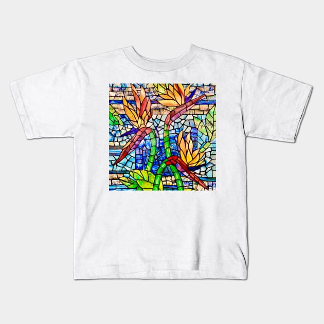 Birds of Paradise Mosaic Kids T-Shirt by DANAROPER